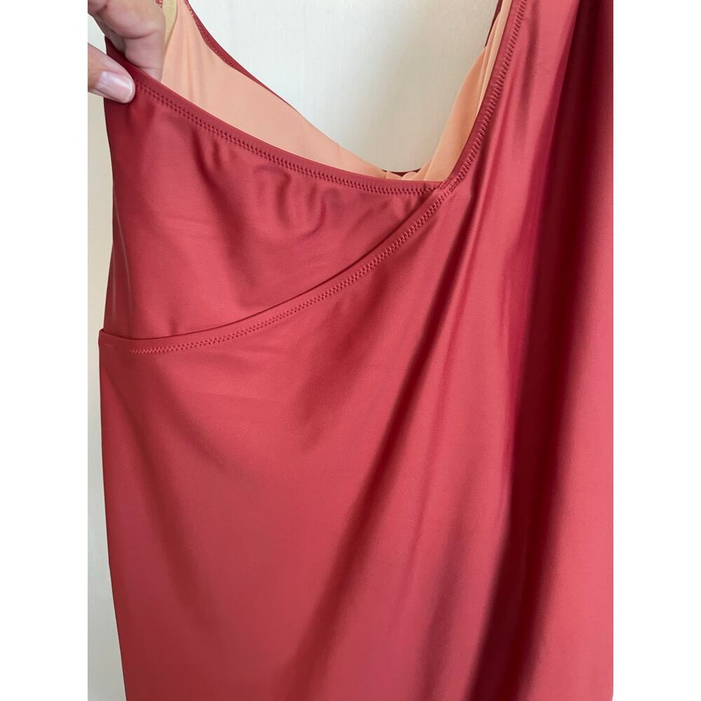 J. Crew Woman's One Shoulder Ruched One Piece Swimsuit Orange Padded Resort 24 - Picture 5 of 10